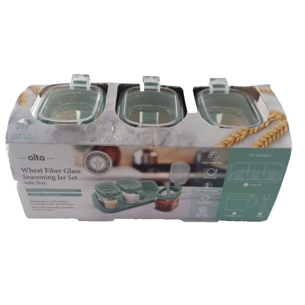 NEW Fiber Glass Seasoning Containers Jars Set of 3 Spices Eco Friendly Alta